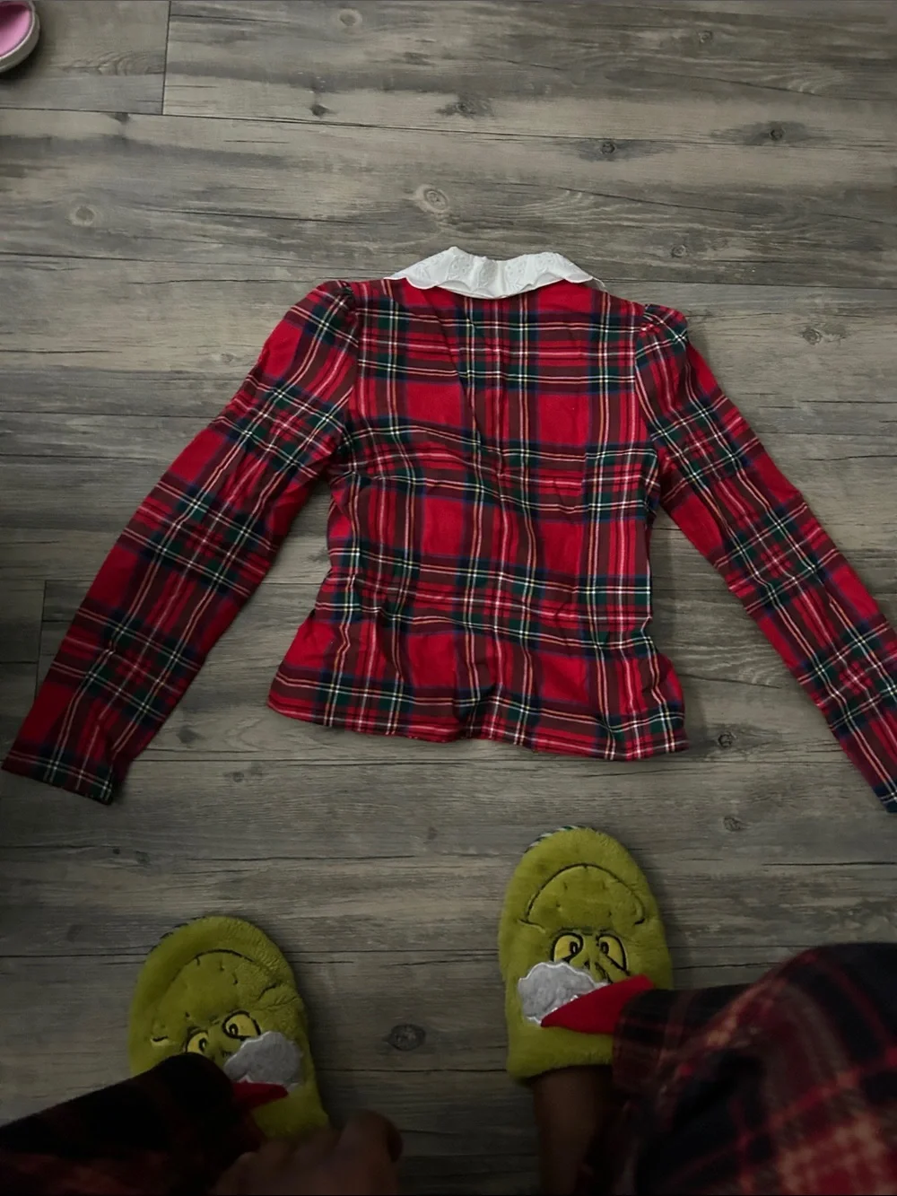 Janie and Jack Red Plaid Blazer with White Lace Collar